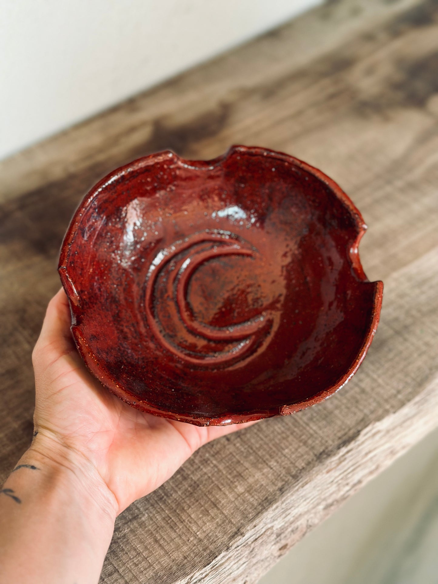 Deep Red Cord Burning Bowl, Void Ceramics