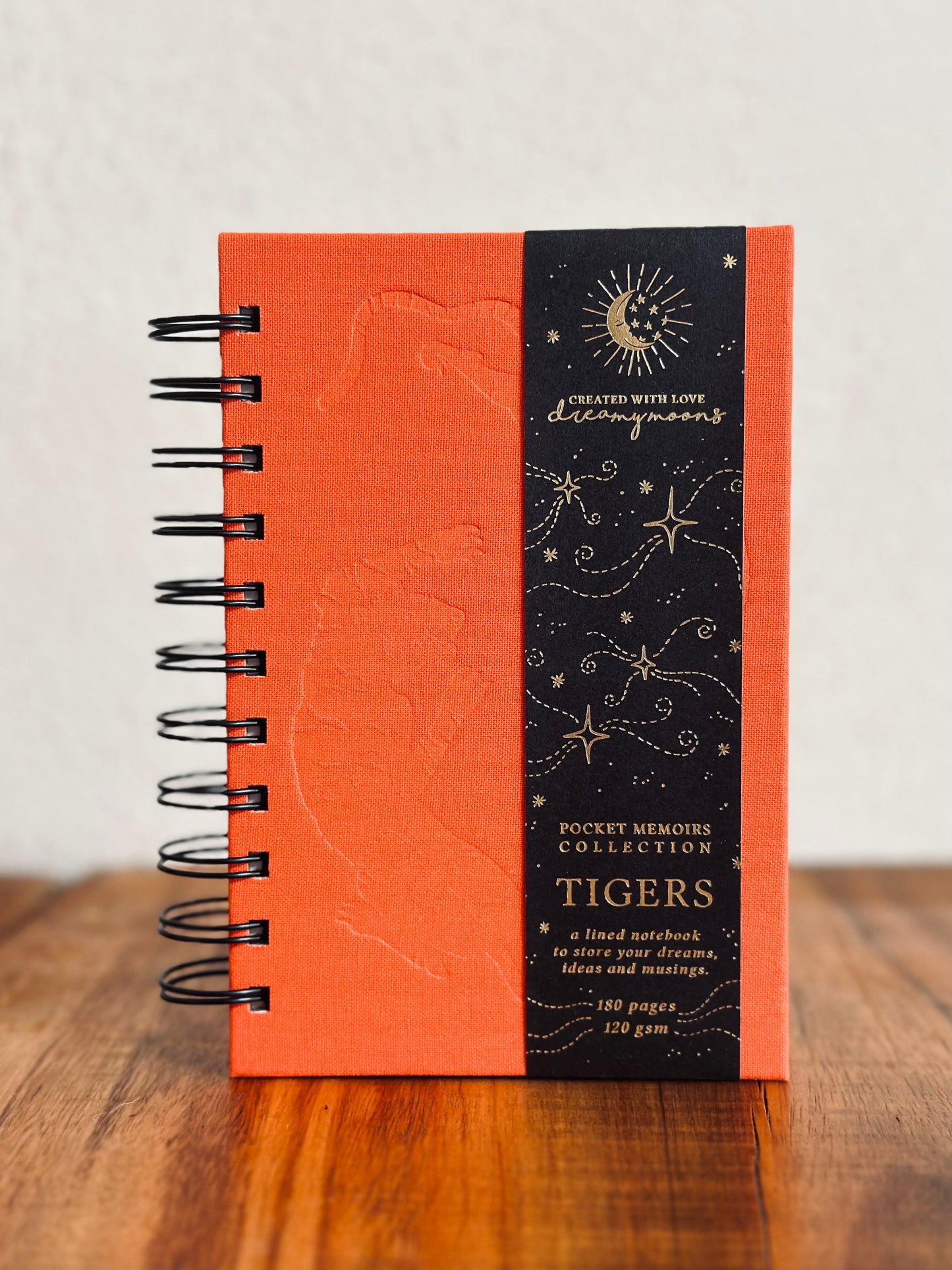 Tiger Spiral Notebook / Lined, Dreamy Moons