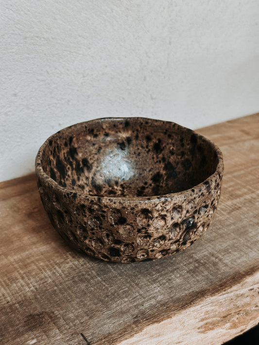 Dark Spot Carved Chawan, Void Ceramics